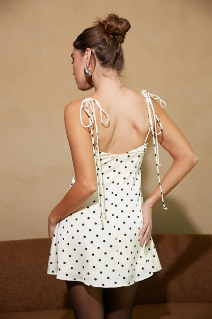 Contrast Polka Mini Dress